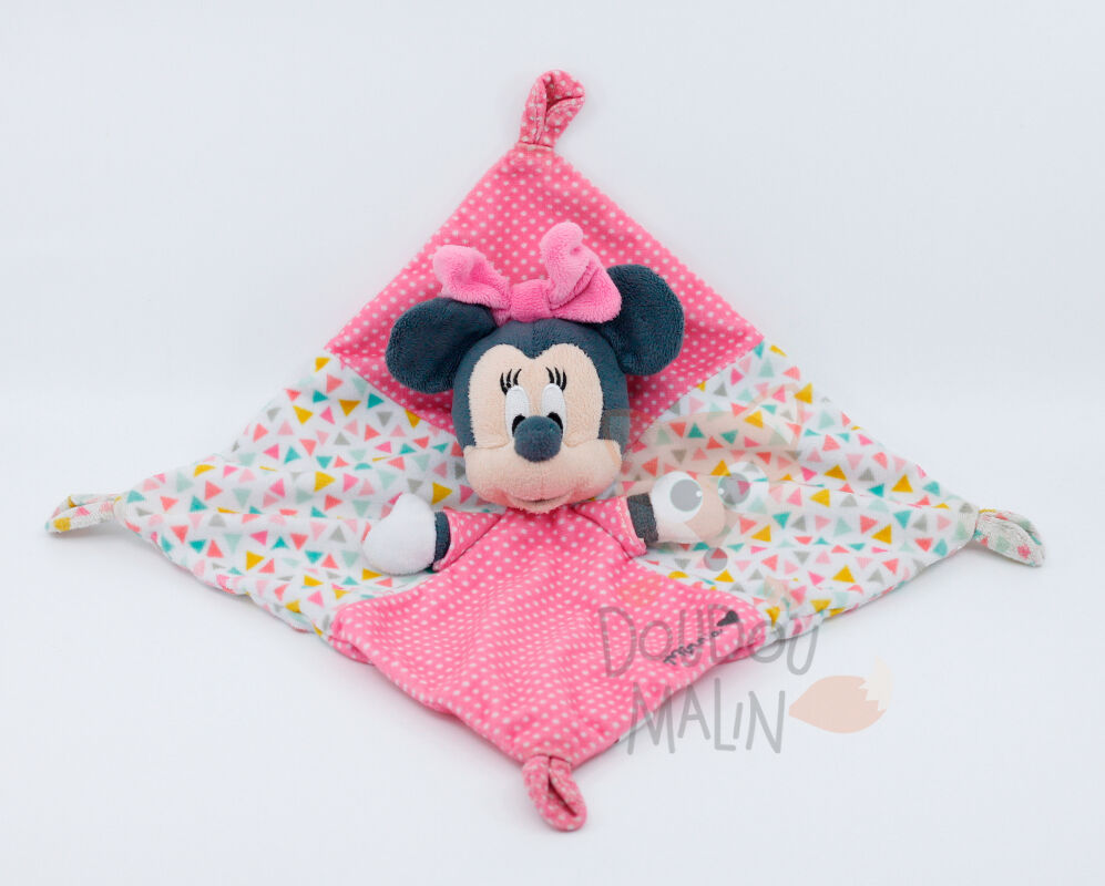 Disney Minnie la souris Doudou plat rose blanc 25 cm